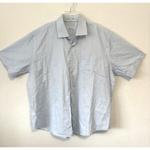 Peter Millar Shirt XXL Mens Blue White Cotton Short Sleeve Button Up Shirt